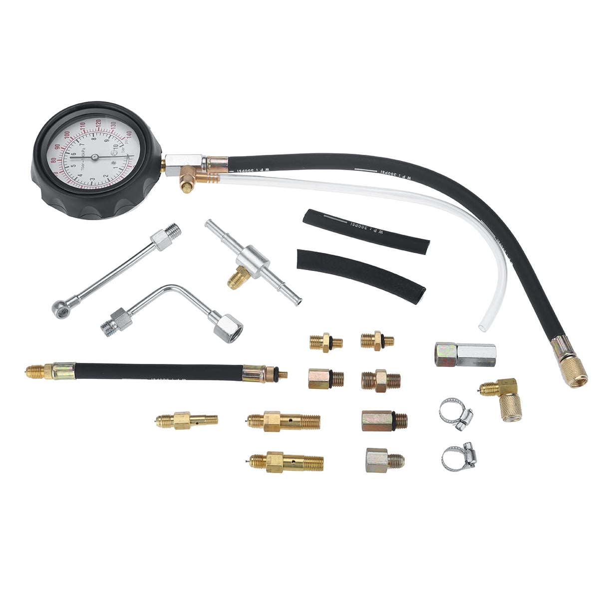 EYTOOL Petrol Diesel Fuel Pressure Gauge Tester TU-114 Fuel Injection Pump Diagnostic Tool Kit 0-140Psi Gas Oil Pressure Tools for Cars and Trucks TU114